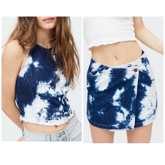 Miss Sixty Urban Outfitters Exclusive Denim Bleach Skirt and Halter Top - Picture 1 of 16